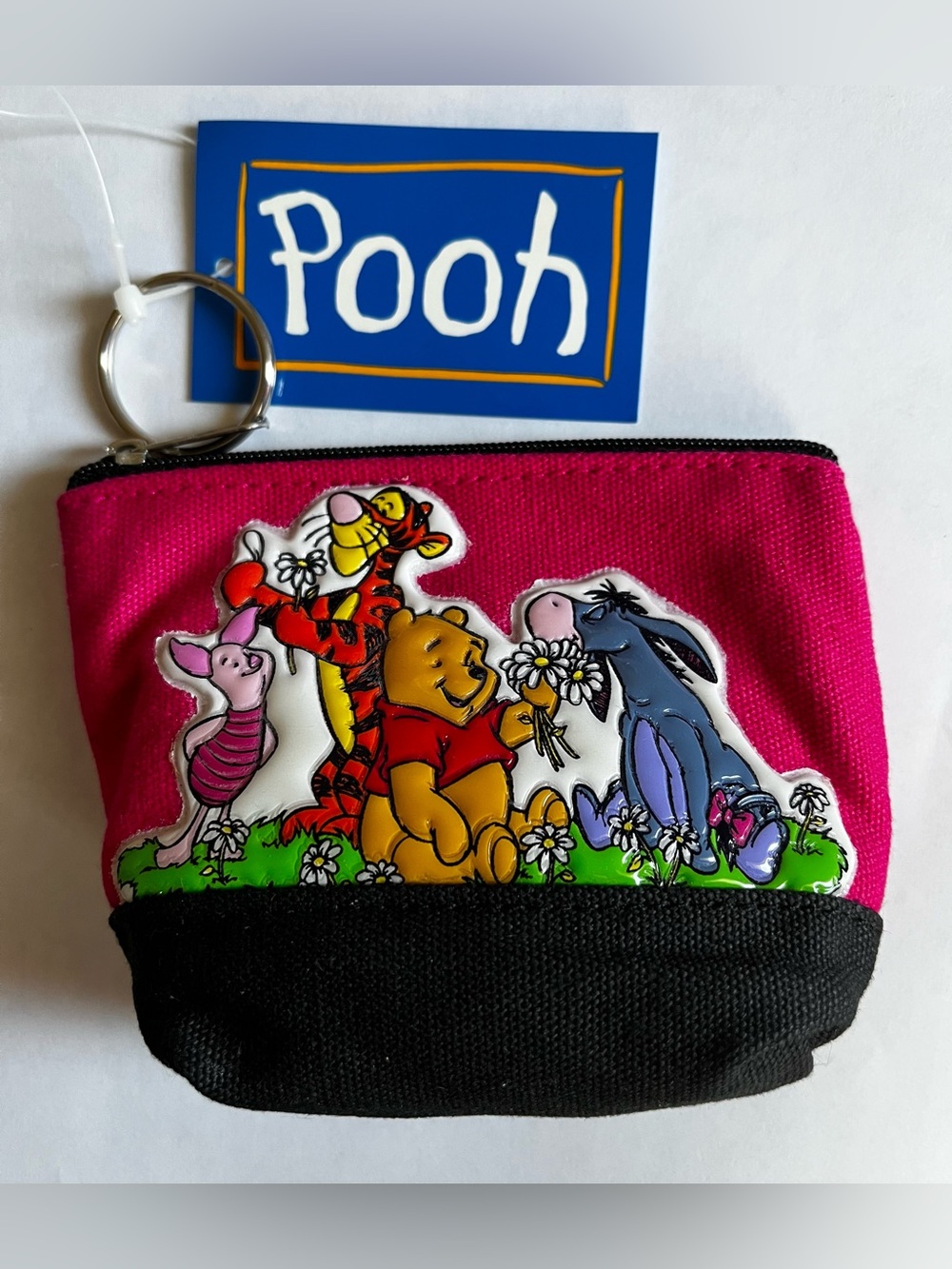 Vintage 90s Disney Winnie The Pooh Puff Patch Coin Purse Pink NEW